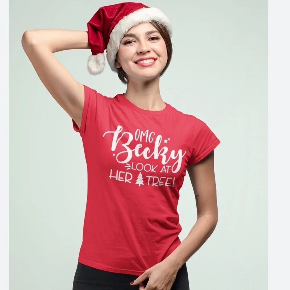 Funny Christmas T-shirt OMG Becky look at her tree size medium